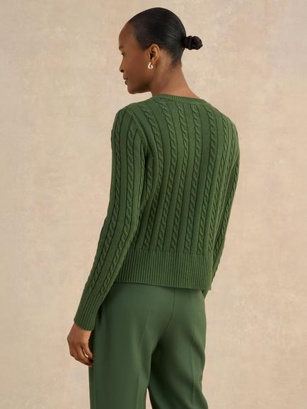 Hobbs Penrose Cable Knit Cardigan, Green - view 2, Green