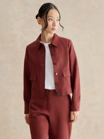 Hobbs Clarence Linen Jacket, Syrup Brown, Syrup Brown