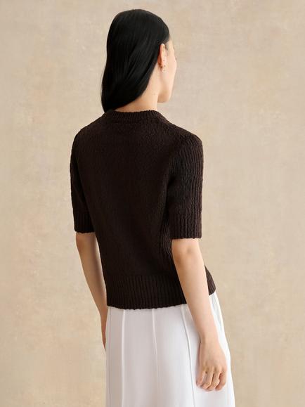Hobbs Melford Short Sleeve Cardigan, Brown - view 2, Brown