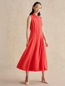 Hobbs Burghley Sleeveless Button Front Dress, Calendula Red, Calendula Red