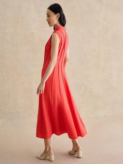 Hobbs Burghley Sleeveless Button Front Dress, Calendula Red - view 2, Calendula Red