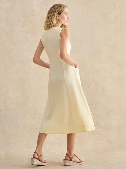 Hobbs Carmen Linen Sleeveless Midi Dress, Yellow - view 2, Yellow