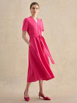Hobbs Lillie Short Sleeve Tea Dress, Pink, Pink