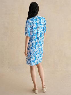Hobbs Lucille Short Sleeve V-Neck Knee Length Dress, True Blue/Ivory - view 2, True Blue/Ivory