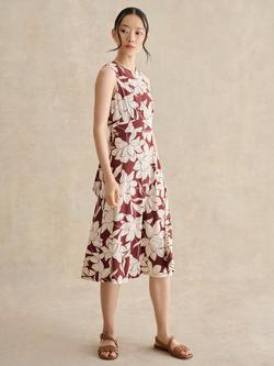 Hobbs Marylis Botanical Jersey Dress, Brown, Brown