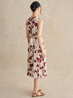 Hobbs Marylis Botanical Jersey Dress, Brown - view 2, Brown