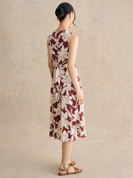 Hobbs Marylis Botanical Jersey Dress, Brown - view 2, Brown