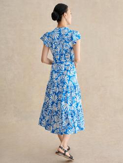Hobbs Nadine Flutter Sleeve Abstract Midi Dress, Light Blue/Ivory - view 2, Light Blue/Ivory