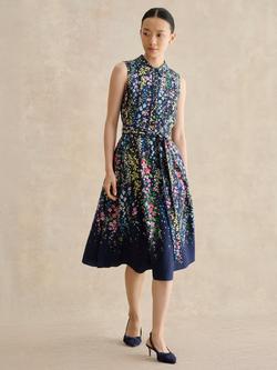 Hobbs Petite Alberta Floral Shirt Dress, Midnight/Multi, Midnight/Multi