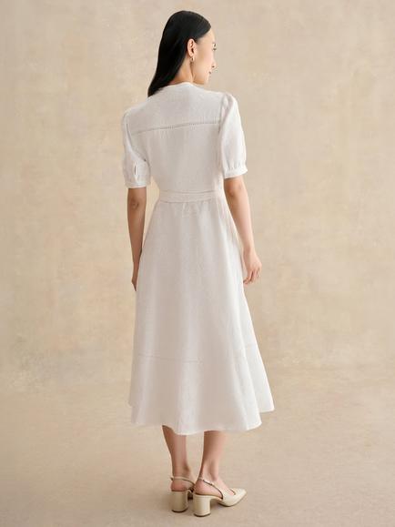 Hobbs Petite Amani Cutwork Embroidered Shirt Dress, White - view 2, White