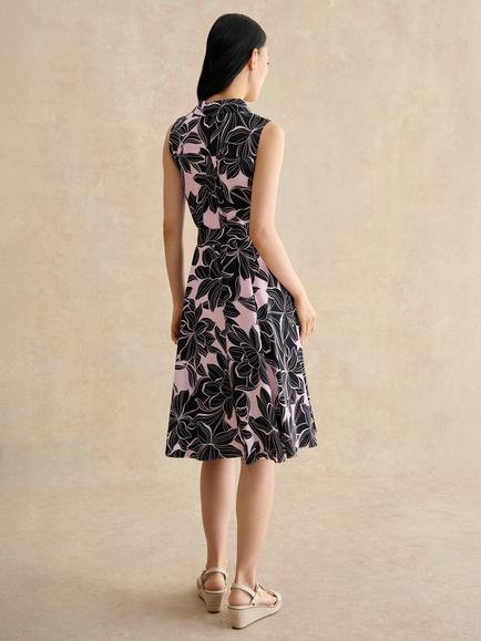 Hobbs Petite Bea Floral Tie Waist Dress, Pink - view 2, Pink