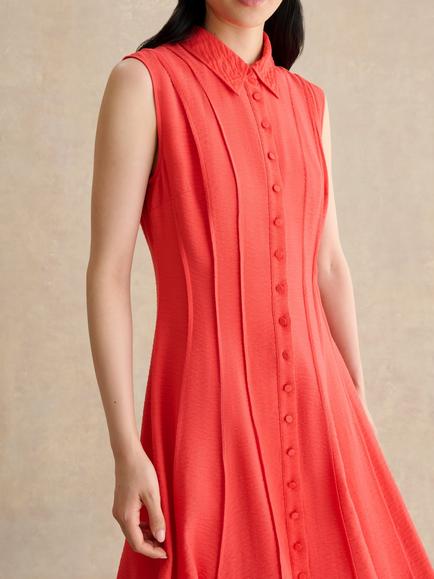 Hobbs Petite Burghley Sleeveless Button Front Dress, Red - view 2, Red