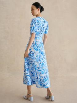 Hobbs Petite Libby Paisley Floral Shirt Dress, Blue - view 2, Blue