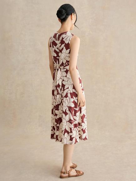 Hobbs Petite Marylise Sleeveless Tie Back Dress, Brown - view 2, Brown