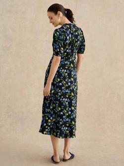 Hobbs Petite Sidonie Floral Tea Dress, Blue - view 2, Blue