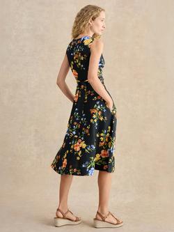 Hobbs Petite Twitchill Floral Linen Dress, Blue - view 2, Blue