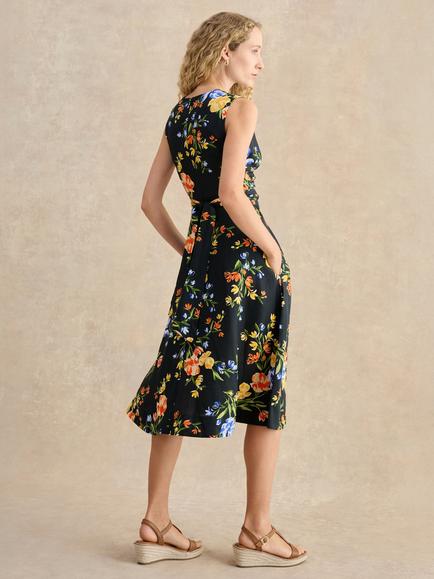 Hobbs Petite Twitchill Floral Linen Dress, Blue - view 2, Blue