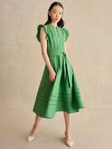 green emerald velvet dress Linen dress FRENCH main image 1
