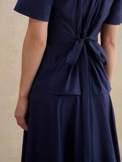 Hobbs Elliya Pleat Waist Shirt, Blue - view 2, Blue