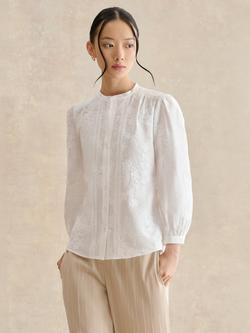 Hobbs Fallon Embroidered Floral Shirt, White, White