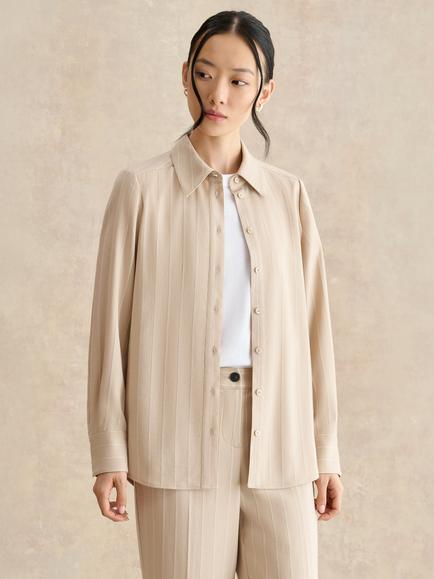 Hobbs Hadley Stripe Shirt, Beige, Beige