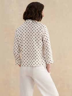 Hobbs Nita Spot Linen Shirt, Ivory/Brown - view 2, Ivory/Brown