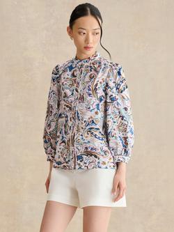Hobbs Soraya Floral Shirt, White/Multi, White/Multi