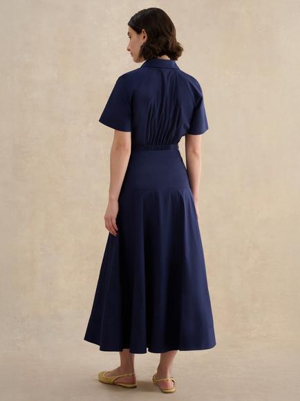 Hobbs Chatham Drop Waist Midi Skirt, True Navy - view 2, True Navy