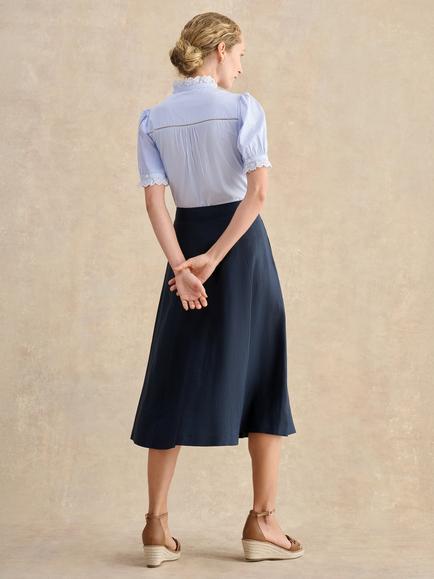 Hobbs Tonica Linen Midi Skirt, Blue - view 2, Blue