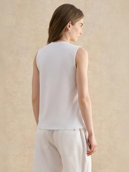 Hobbs Millie Cotton Broderie Sleeveless Top, White - view 2, White