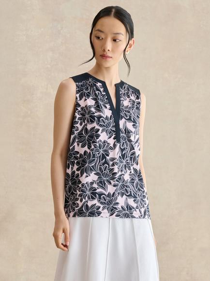 Hobbs Nadine Relaxed Sleeveless Floral Top, Pink, Pink