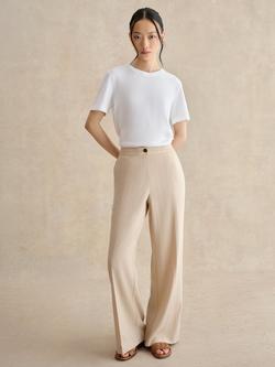 Hobbs Hadley Stripe Trousers, Beige, Beige
