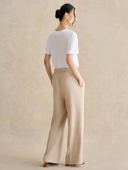 Hobbs Hadley Stripe Trousers, Beige - view 2, Beige
