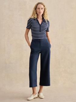 Hobbs Petite Lillie Wide Leg Pure Linen Trousers, Blue, Blue