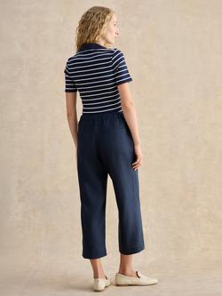 Hobbs Petite Lillie Wide Leg Pure Linen Trousers, Blue - view 2, Blue