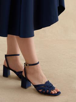 Hobbs Emerson Block Heel Strappy Sandals, Midnight Navy - view 2, Midnight Navy