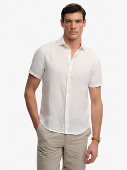 Superdry Riviera Regular Fit Short Sleeve Linen Shirt, Optic