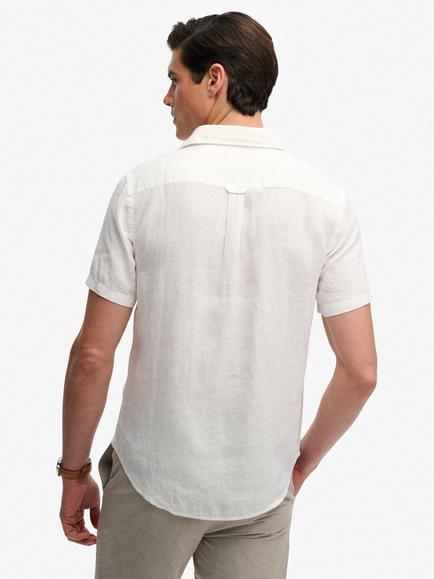 Superdry Riviera Regular Fit Short Sleeve Linen Shirt - view 2, Optic