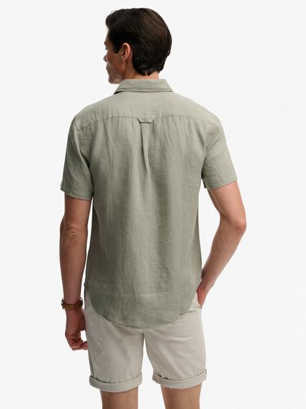 Superdry Riviera Regular Fit Short Sleeve Linen Shirt - view 2, Bay Green