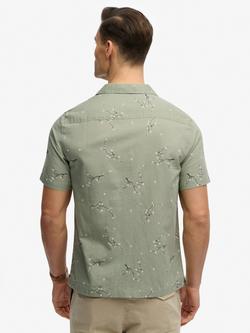 Superdry Cotton Blend Regular Fit Floral Print Shirt, Shibori Blossom Sage - view 2, Shibori Blossom Sage