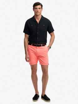 Superdry Premium Regular Slim Fit Chino Shorts, Rainy Day Grey, Torch Flame Orange