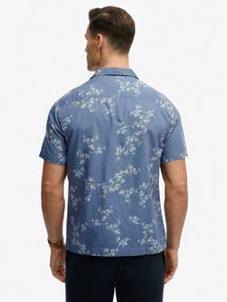 Superdry Cotton Blend Regular Fit Floral Print Shirt, Spring Buds Blue - view 2, Spring Buds Blue