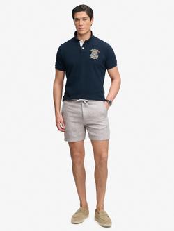 Superdry Merchant Store Linen Shorts, Ash Grey Chambray