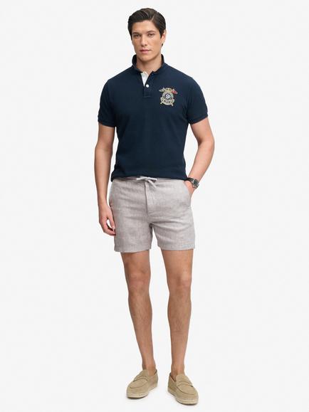 Superdry Merchant Store Linen Shorts, Ash Grey Chambray