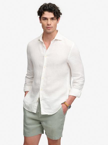 Superdry Merchant Store Linen Shorts, Bay Green