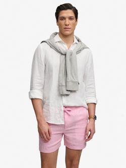 Superdry Merchant Store Linen Shorts, Pink Chambray