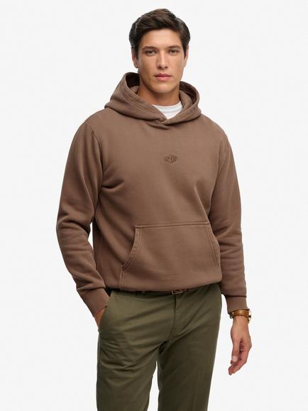 Superdry Cotton Rich Micro Logo Hoodie, Shitake Brown