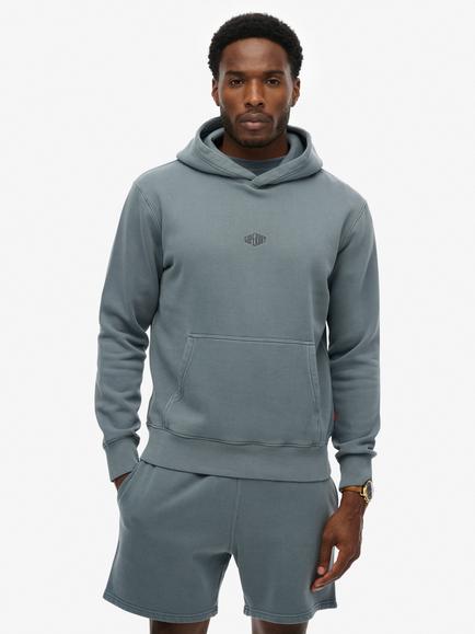 Superdry Cotton Rich Micro Logo Hoodie, Stormy Weather Blue