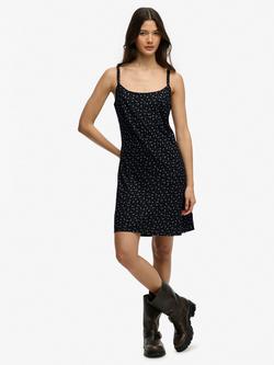 Superdry Printed Cami Mini Dress, Black/Multi, Black/Multi