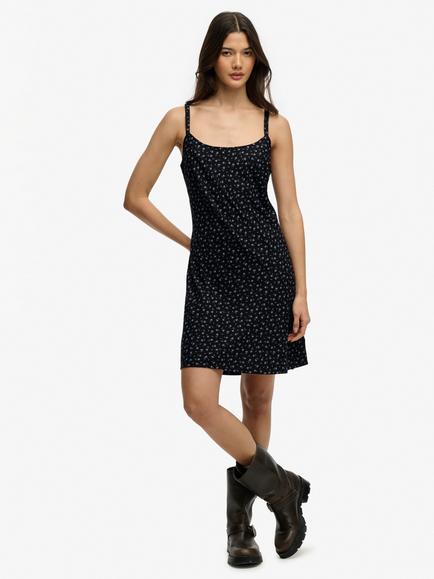 Superdry Printed Cami Mini Dress, Black/Multi, Black/Multi